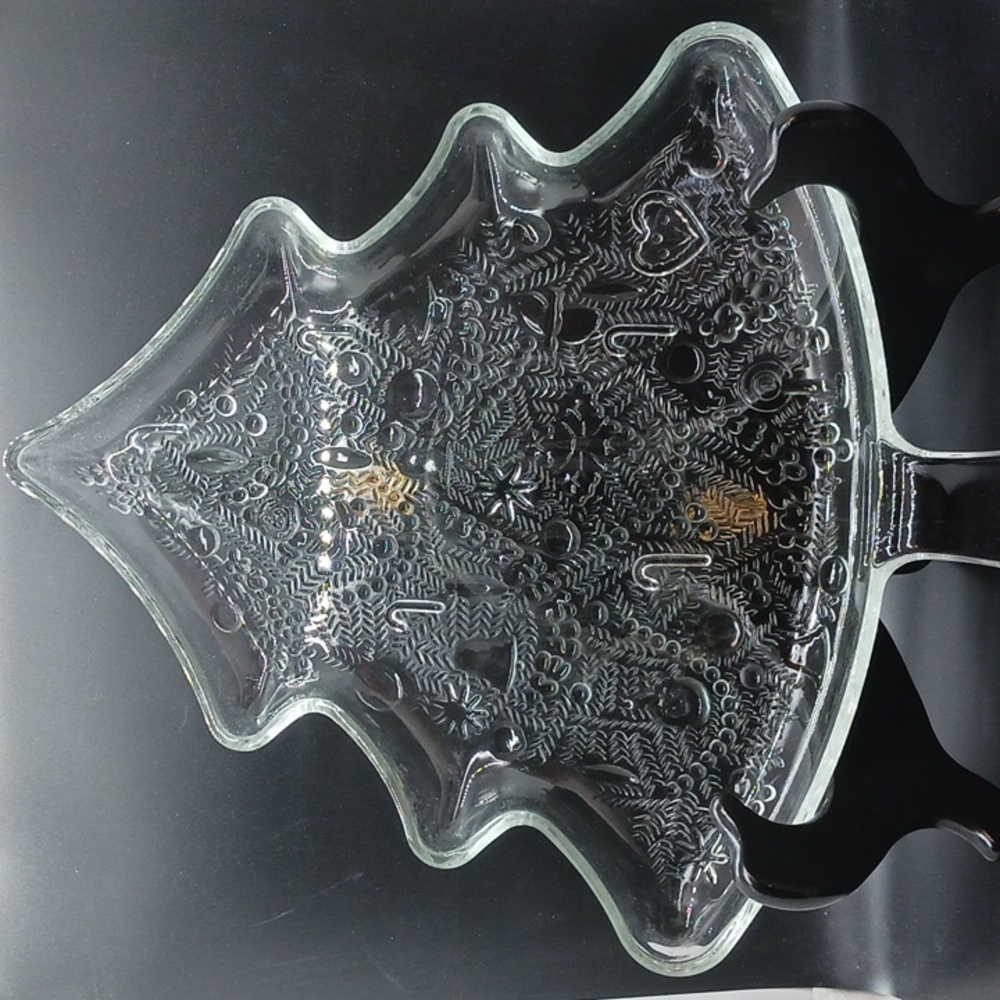 Indiana Glass Christmas Tree Platter or Tray Clear Holiday Canape Bon Bon Cookie